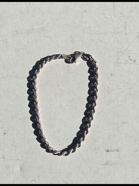 Sterling Silver 925 Rope Chain Bracelet - 8" Length